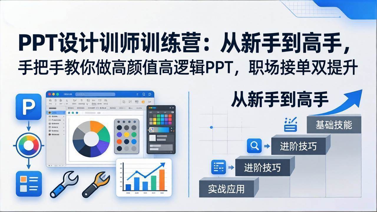 (17886期)PPT设计训师训练营:从新手到高手,手把手教你做高颜值高逻辑PPT,职场接单双提升
