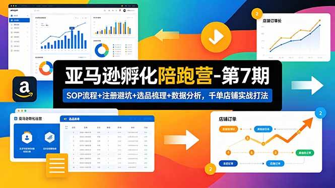 (18752期)亚马逊孵化陪跑营-第7期:SOP流程+注册避坑+选品梳理+数据分析,千单店铺实战打法-搞钱项目库