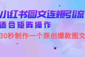 （6828期）小红书图文连爆技巧  适合矩阵操作 30秒制作一个原创图文