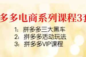 （4087期）拼多多电商系列课程3套：拼多多三大黑车+拼多多活动玩法+拼多多VIP课程