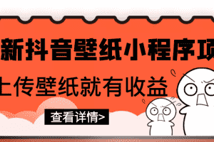 （2775期）最新抖音壁纸小程序项目，上传壁纸就有收益【躺赚收益】