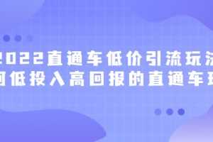 （2415期）2022直通车低价引流玩法，教大家如何低投入高回报的直通车玩法