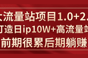 (1425期)《大流量站项目1.0+2.0》打造日ip10W+高流量站,前期很累后期躺赚
