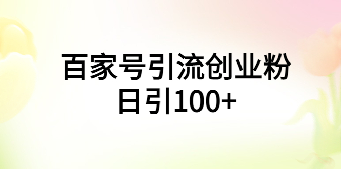 （5994期）百家号引流创业粉日引100+有手机电脑就可以操作！-韬哥副业项目资源网