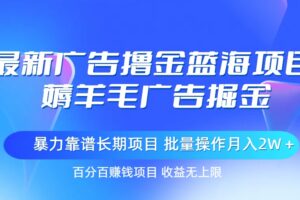 （11193期）最新广告撸金蓝海项目，薅羊毛广告掘金 长期项目 批量操作月入2W＋