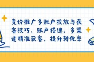 （13979期）竞价推广多账户投放与获客技巧，账户搭建，多渠道精准获客，提升转化率
