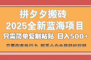 (14104期)拼夕夕搬砖 日入500+ 2025最新蓝海项目 只需简单复制粘贴 日入500+ 新…