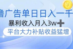 (14127期)撸广告躺赚,单设备日入1000+,月入3w+,今年最强撸广告上线