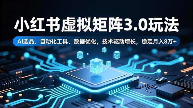 小红书虚拟矩阵3.0玩法，AI选品、自动化工具、数据优化，技术驱动-汇创资源网-一个提供最全的虚拟资源网站