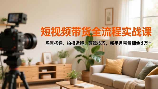 短视频带货全流程实战课，场景搭建、拍摄运镜、剪辑技巧-汇创资源网-一个提供最全的虚拟资源网站