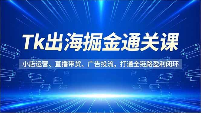 Tk出海掘金通关课 小店运营 直播带货 广告投流 打通全链路盈利-汇创资源网-一个提供最全的虚拟资源网站