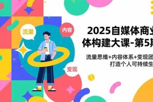 (16827期)2025自媒体商业体构建大课-第5期,流量思维+内容体系+变现闭环,打造个人可持续生意