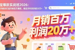 （17209期）淘宝爆款实战班2026：手把手教你打造月销百万爆款，稳定月利润突破20万+