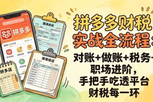 (17678期)拼多多财税实操全流程:对账+做账+税务+职场进阶,手把手吃透平台财税每一环