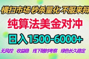 (17755期)2026美金掘金新风口-纯算法对冲震撼上线!日入1500-6000+,长久合规稳健,轻松摆脱死工资