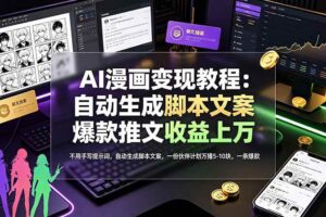 (19170期)AI漫画变现教程:不用手写提示词,自动生成脚本文案,一份伙伴计划万播5-10块,一条爆款推文收益上万