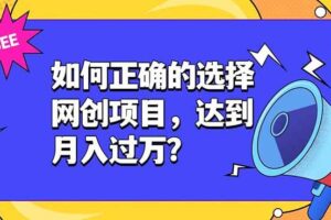(19176期)如何正确的选择网创项目,达到月入过万?,本课程教你正确选择项目。