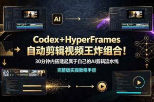 (19178期)Codex+HyperFrames自动剪辑视频王炸组合!30分钟内搭建起属于自己的AI剪辑流水线(完整版实操教程手册)