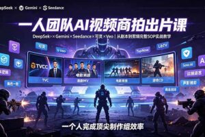 (19417期)一人团队AI视频商拍出片课:DeepSeek×Gemini×Seedance×可灵×Veo,从剧本到剪辑完整SOP实战教学