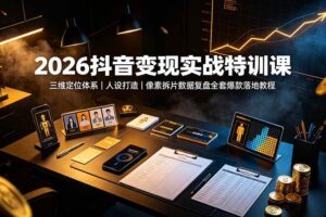 (19419期)2026抖音变现实战特训课:三维定位体系|人设打造|像素拆片数据复盘全套爆款落地教程